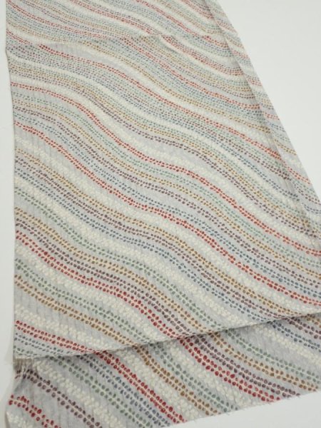 Photo2: 4C02z60  Japanese Kimono Silk  FABRIC Wisteria Light gray 41.7x14.8 (2)