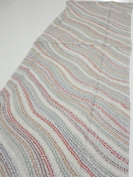 Photo3: 4C03z90  Japanese Kimono Silk  FABRIC Wisteria Light gray 64.6x14.8 (3)
