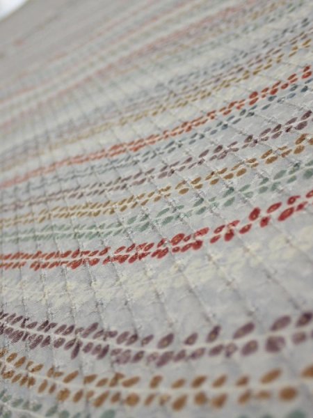 Photo4: 4C03z90  Japanese Kimono Silk  FABRIC Wisteria Light gray 64.6x14.8 (4)