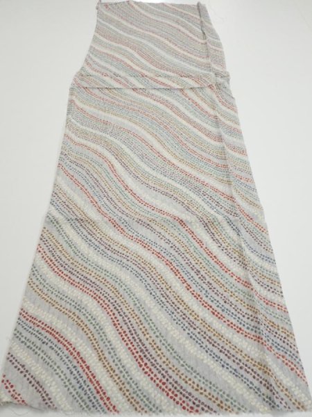 Photo5: 4C06z60  Japanese Kimono Silk  FABRIC Wisteria Light gray 44.5x14.6 (5)