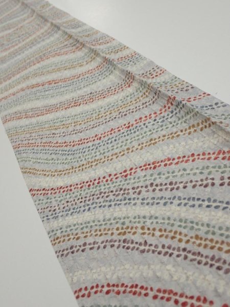 Photo1: 4C07z40  Japanese Kimono Silk  FABRIC Wisteria Light gray 58.3x7.5 (1)