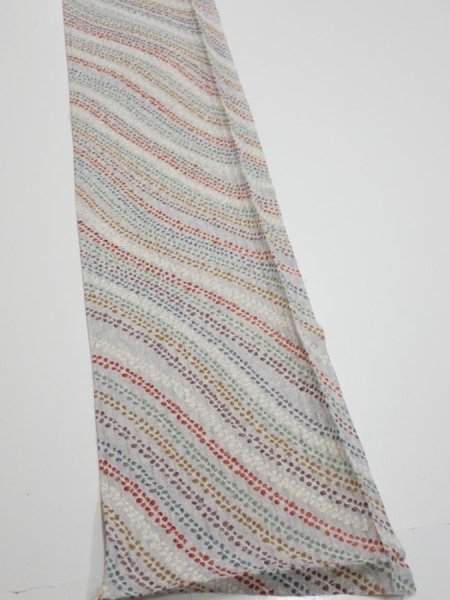 Photo2: 4C07z40  Japanese Kimono Silk  FABRIC Wisteria Light gray 58.3x7.5 (2)