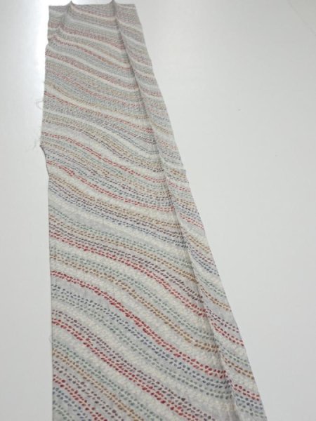 Photo3: 4C07z40  Japanese Kimono Silk  FABRIC Wisteria Light gray 58.3x7.5 (3)
