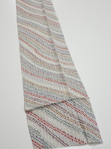 Photo3: 4C09z50  Japanese Kimono Silk  FABRIC Wisteria Light gray 80.3x7.1 (3)