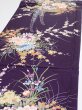 Photo3: 4C02z80  Japanese Kimono Silk  FABRIC Flowers Dark purple 48.8x14.8 (3)