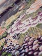 Photo4: 4C02z80  Japanese Kimono Silk  FABRIC Flowers Dark purple 48.8x14.8 (4)