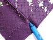 Photo6: 4C02z80  Japanese Kimono Silk  FABRIC Flowers Dark purple 48.8x14.8 (6)
