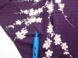 Photo6: 4C03z100  Japanese Kimono Silk  FABRIC Flowers Dark purple 70.5x14.8 (6)
