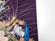 Photo6: 4C05z100  Japanese Kimono Silk  FABRIC Flowers Dark purple 69.7x14.8 (6)