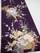 Photo2: 4C06z100  Japanese Kimono Silk  FABRIC Flowers Dark purple 69.7x14.8 (2)