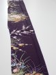 Photo3: 4C07z50  Japanese Kimono Silk  FABRIC Flowers Dark purple 61.8x7.5 (3)