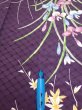 Photo6: 4C08z50  Japanese Kimono Silk  FABRIC Flowers Dark purple 61.8x7.5 (6)