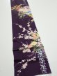 Photo2: 4C09z70  Japanese Kimono Silk  FABRIC Flowers Dark purple 88.2x7.1 (2)