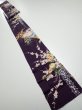 Photo5: 4C09z70  Japanese Kimono Silk  FABRIC Flowers Dark purple 88.2x7.1 (5)
