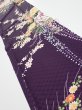 Photo2: 4C10z30  Japanese Kimono Silk  FABRIC Flowers Dark purple 36.2x7.1 (2)