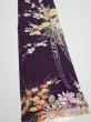 Photo4: 4C10z30  Japanese Kimono Silk  FABRIC Flowers Dark purple 36.2x7.1 (4)