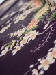 Photo5: 4C10z30  Japanese Kimono Silk  FABRIC Flowers Dark purple 36.2x7.1 (5)