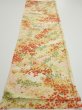 Photo5: 4C02z70  Japanese Kimono Silk  FABRIC Maple Light yellow 44.1x14.4 (5)