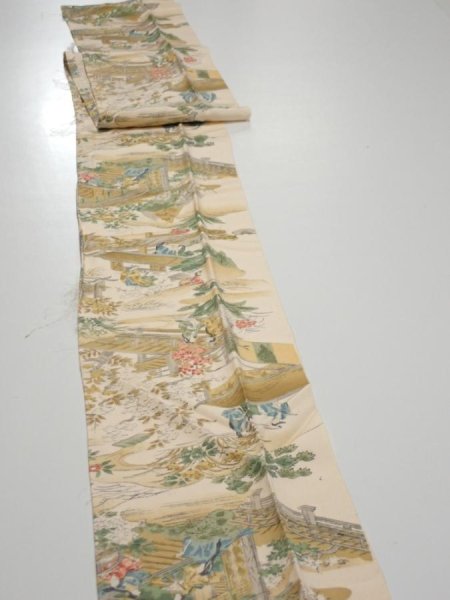 Photo2: 4C09z60  Japanese Kimono Silk  FABRIC Princess Light beige 82.3x6.7 (2)