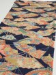 Photo3: 4C01z60  Japanese Kimono Silk  FABRIC Sensu Dark navy 44.9x14.2 (3)