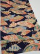 Photo2: 4C02z60  Japanese Kimono Silk  FABRIC Sensu Dark navy 44.9x14.0 (2)