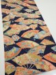 Photo2: 4C03z90  Japanese Kimono Silk  FABRIC Sensu Dark navy 64.6x14.2 (2)