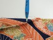 Photo6: 4C04z90  Japanese Kimono Silk  FABRIC Sensu Dark navy 65.4x14.0 (6)