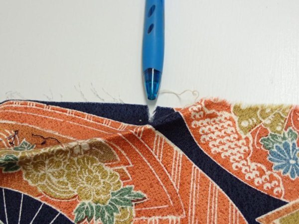 Photo6: 4C04z90  Japanese Kimono Silk  FABRIC Sensu Dark navy 65.4x14.0 (6)