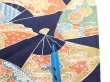 Photo7: 4C04z90  Japanese Kimono Silk  FABRIC Sensu Dark navy 65.4x14.0 (7)