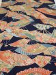 Photo1: 4C06z90  Japanese Kimono Silk  FABRIC Sensu Dark navy 65.0x14.0 (1)
