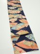 Photo2: 4C09z50  Japanese Kimono Silk  FABRIC Sensu Dark navy 83.5x6.5 (2)