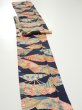 Photo3: 4C09z50  Japanese Kimono Silk  FABRIC Sensu Dark navy 83.5x6.5 (3)