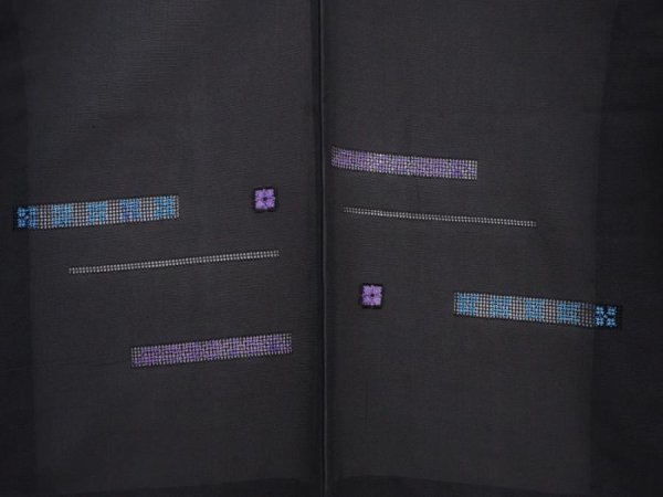 Photo3: 6105T01z270 Vintage Japanese Kimono Silk See through HAORI  Black (3)