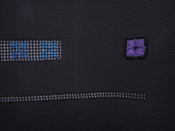 Photo4: 6105T01z270 Vintage Japanese Kimono Silk See through HAORI  Black (4)