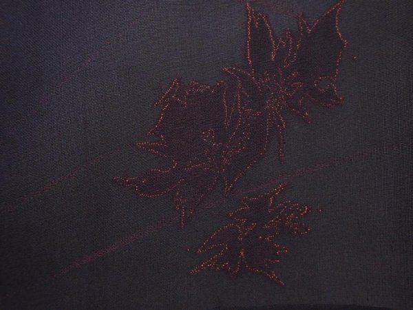 Photo4: 6105T02z270 Vintage Japanese Kimono Silk See through HAORI Flower Black (4)