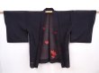 Photo5: 6105T02z270 Vintage Japanese Kimono Silk See through HAORI Flower Black (5)