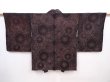 Photo1: 6105T06z660 Vintage Japanese Kimono Silk HAORI Chrysanthemum Black (1)