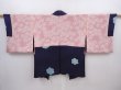 Photo7: 6105T08z530 Vintage Japanese Kimono Silk HAORI Flower Navy-Gray (7)