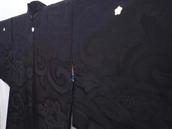 Photo1: 6105T09z500 Vintage Japanese Kimono Silk HAORI Flower Black (1)