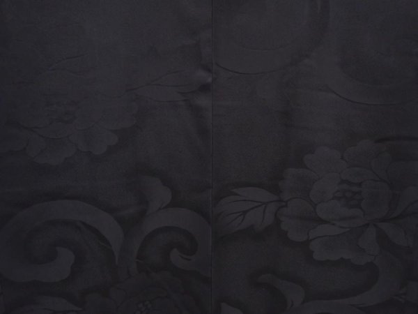 Photo3: 6105T09z500 Vintage Japanese Kimono Silk HAORI Flower Black (3)
