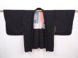 Photo6: 6105T09z500 Vintage Japanese Kimono Silk HAORI Flower Black (6)