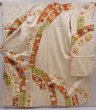 Photo1: 6105T10z1040 Vintage Japanese Kimono Silk FURISODE Flowers Off-white (1)