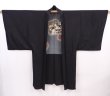 Photo5: 6106T01z530 Vintage Japanese Kimono Silk Men's HAORI  Black (5)