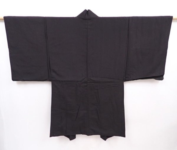 Photo3: 6106T02z600 Vintage Japanese Kimono Silk Men's HAORI Shishi Dark brown (3)