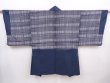 Photo2: 6106T03z460 Vintage Japanese Kimono Silk Men's HAORI  Dark blue (2)
