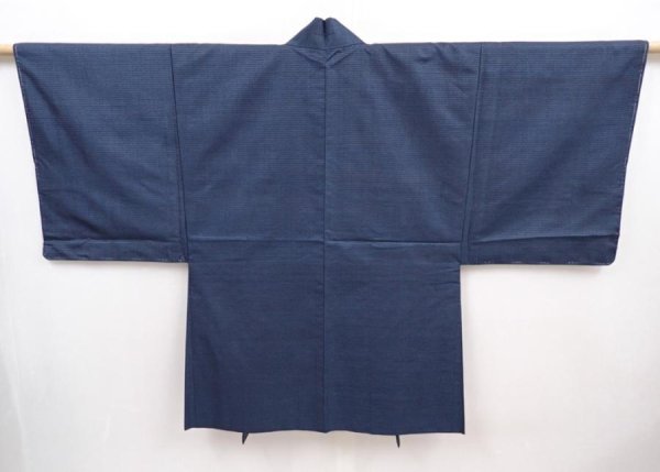 Photo4: 6106T03z460 Vintage Japanese Kimono Silk Men's HAORI  Dark blue (4)