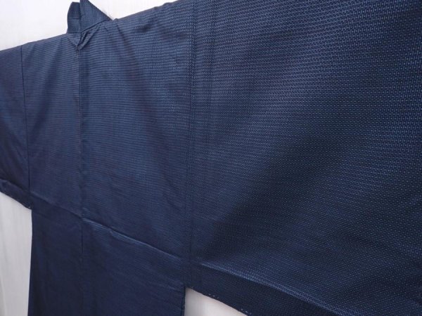 Photo5: 6106T03z460 Vintage Japanese Kimono Silk Men's HAORI  Dark blue (5)