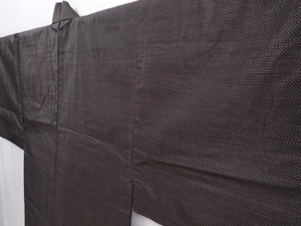 Photo2: 6106T06z690 Vintage Japanese Kimono Silk Men's OSHIMA  Brown-Gray (2)