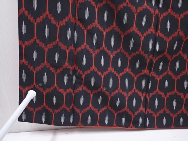 Photo7: 6106T07z960 Vintage Japanese Kimono Silk TSUMUGI  Black (7)