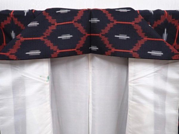 Photo8: 6106T07z960 Vintage Japanese Kimono Silk TSUMUGI  Black (8)